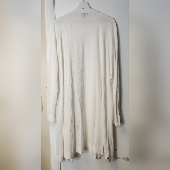 Eileen Fisher Simple Open Front Long Sleeves Cardigan In Ivory White Size XL - Picture 10 of 15